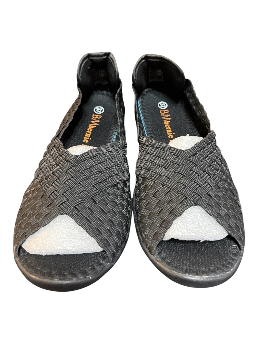 Bernie Mev Women’s Black Woven Open Toe Flats EU 37 US 6 NWOB